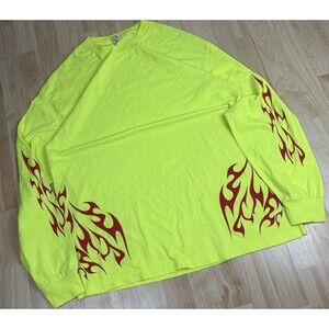 Vintage Y2K Long Sleeve Flame Graphic T-Shirt / Sleeve Graphics / Size XL